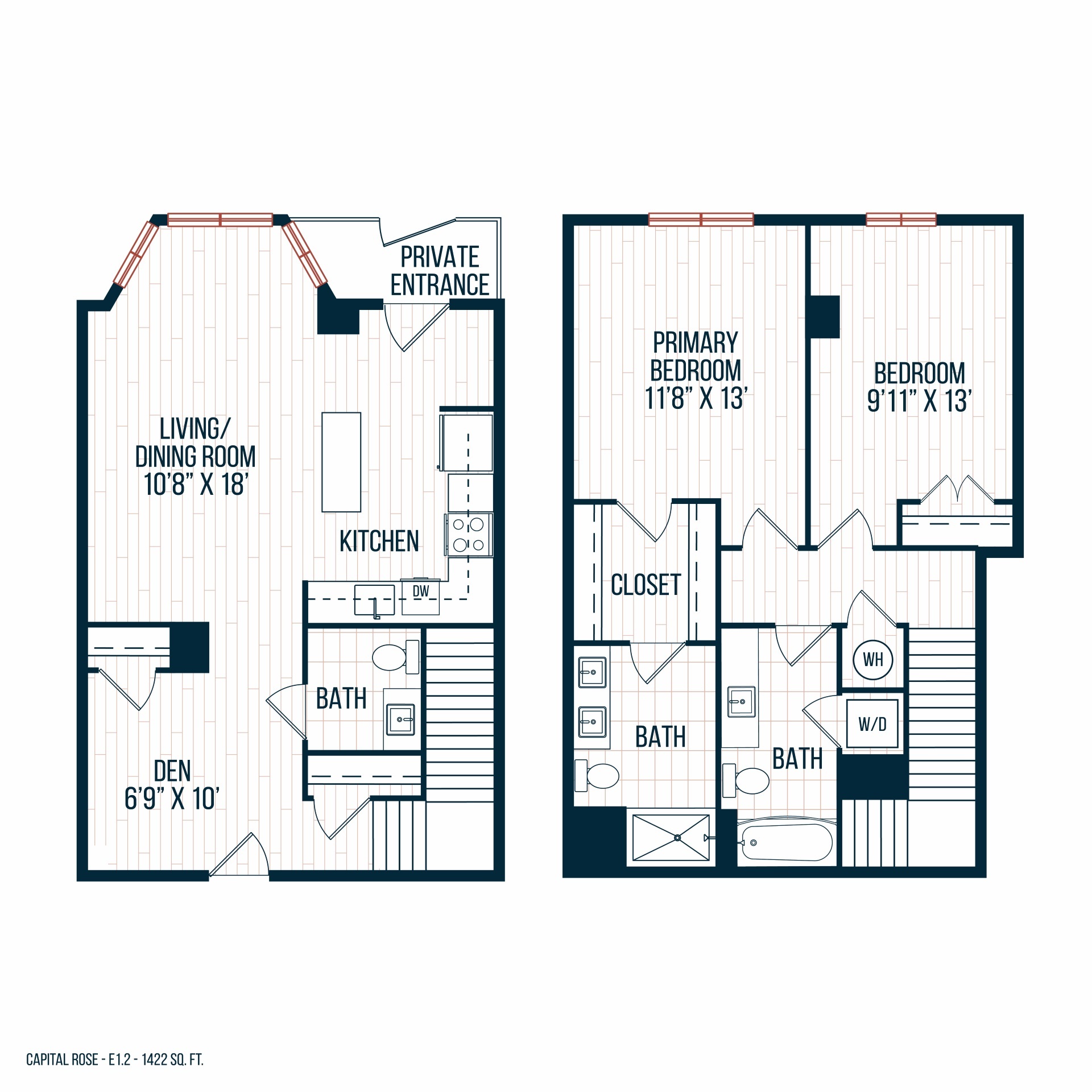 Capitol Rose Luxury Apartments in Washington, DC E1 B Townhome Floor Plan